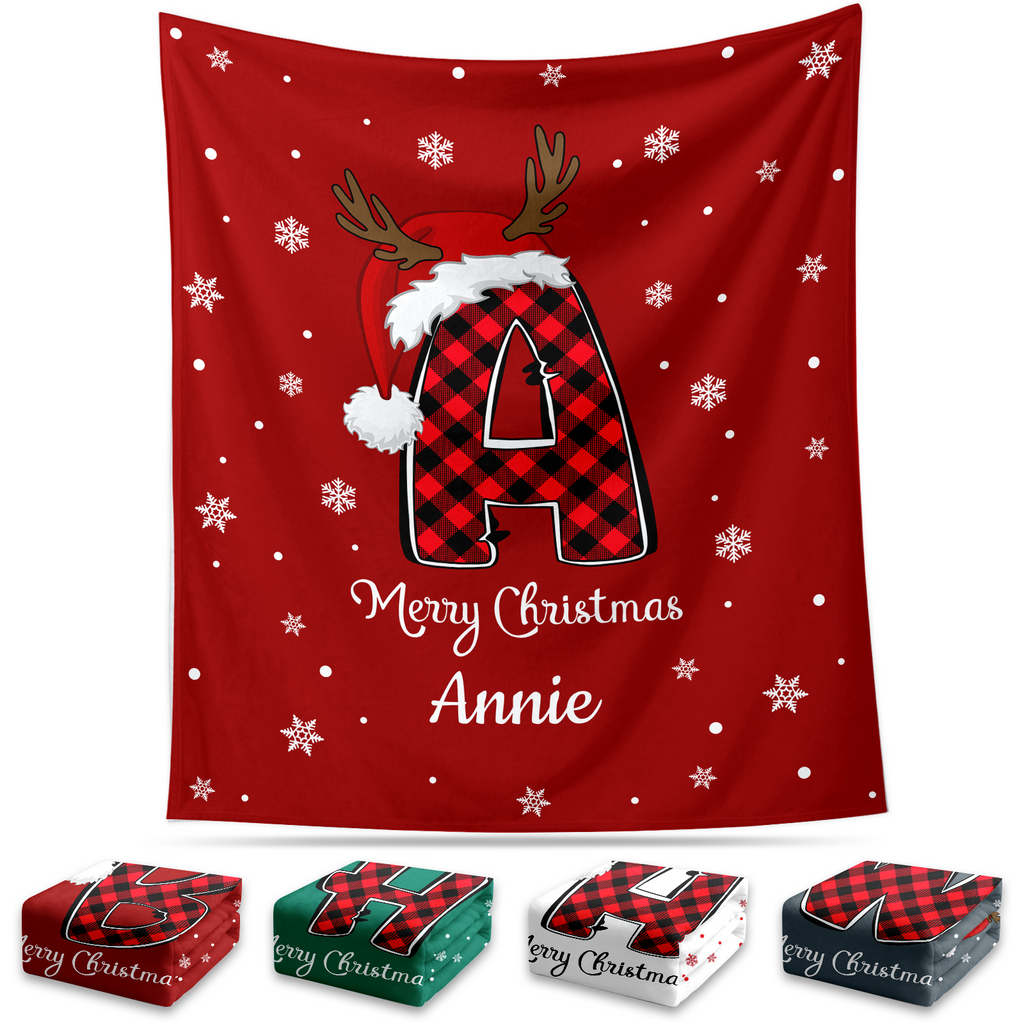 Personalized Blanket for Christmas with Initial Name