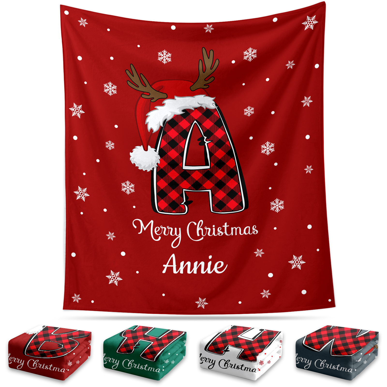 Personalized Blanket for Christmas with Initial Name