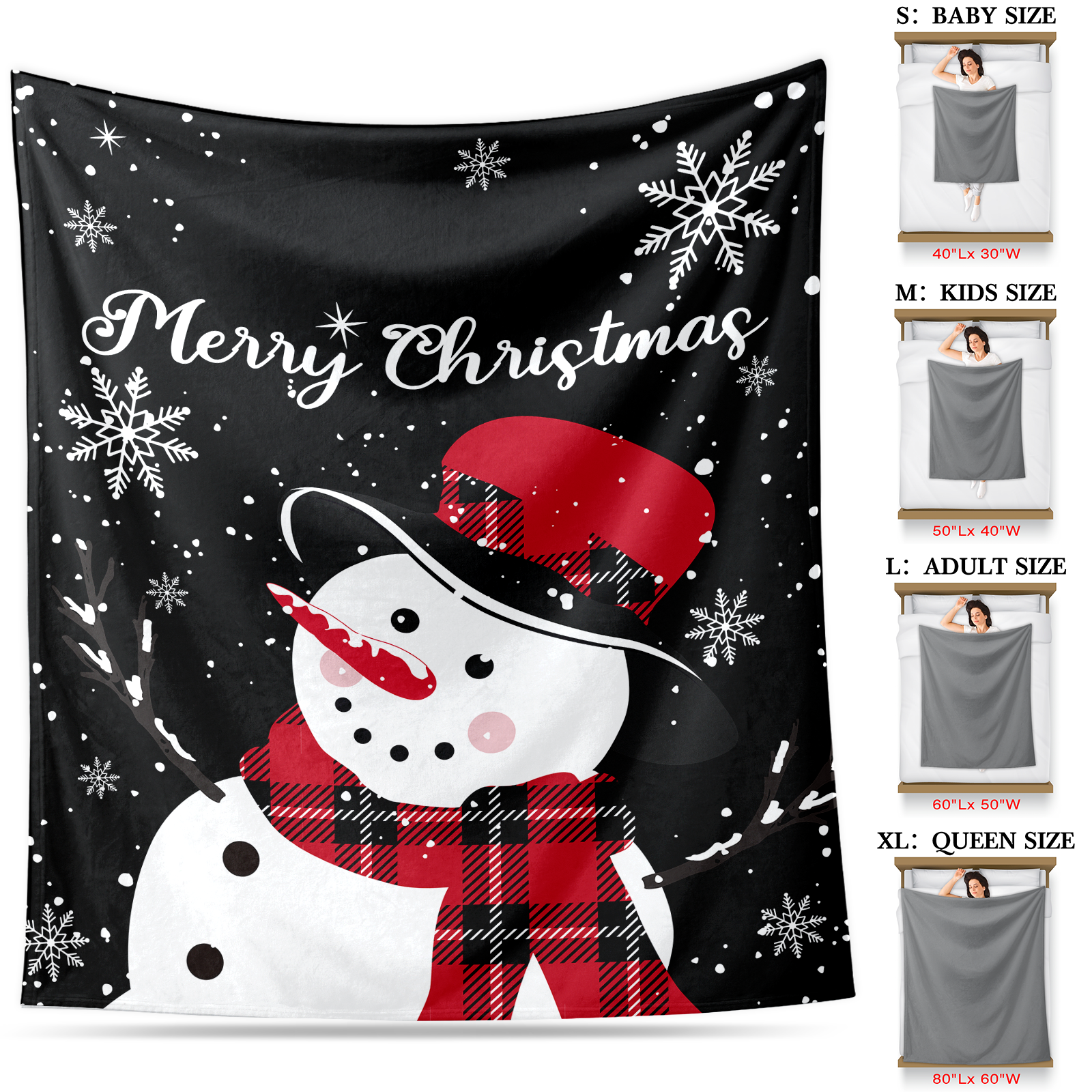 Snowman Cheer Christmas Blanket