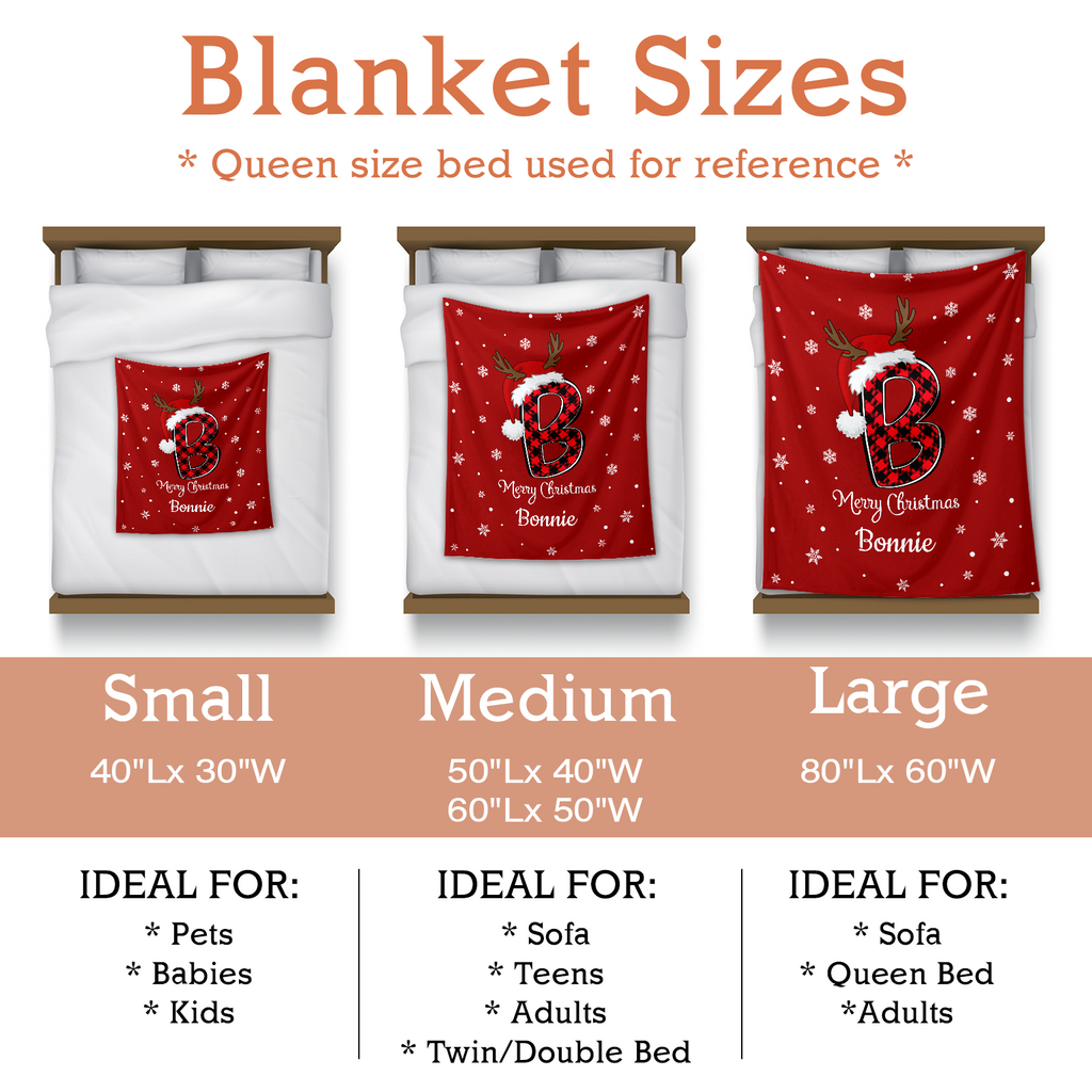 Personalized Blanket for Christmas with Initial Name
