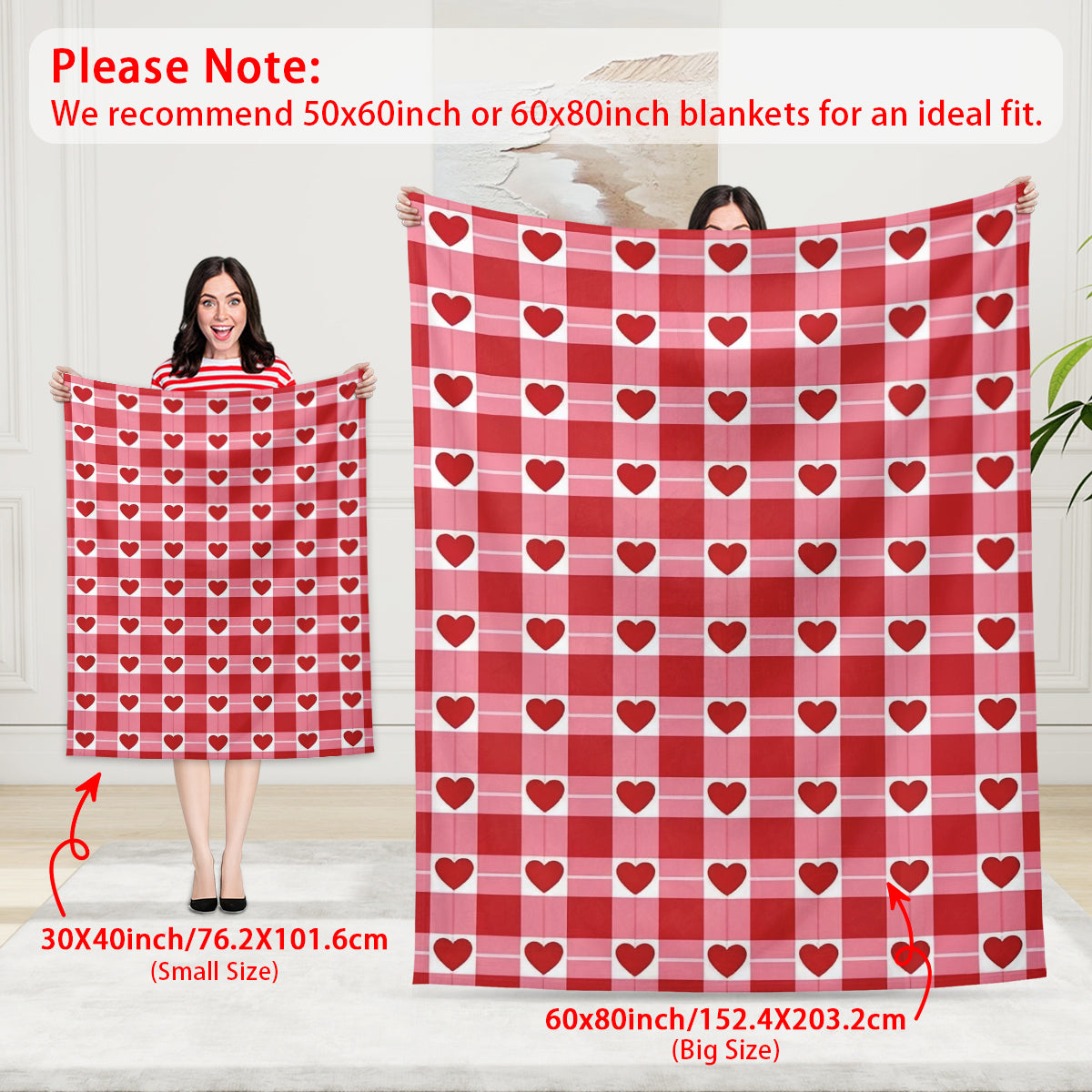 Valentine’s Day Heart Pattern Blanket – Cozy Romantic Gift for Couples