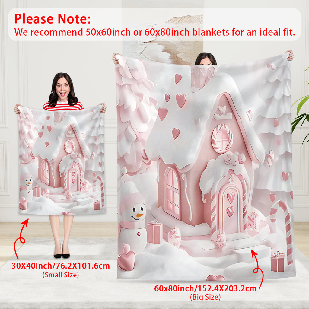 Cozy Christmas Cottage Custom Blanket