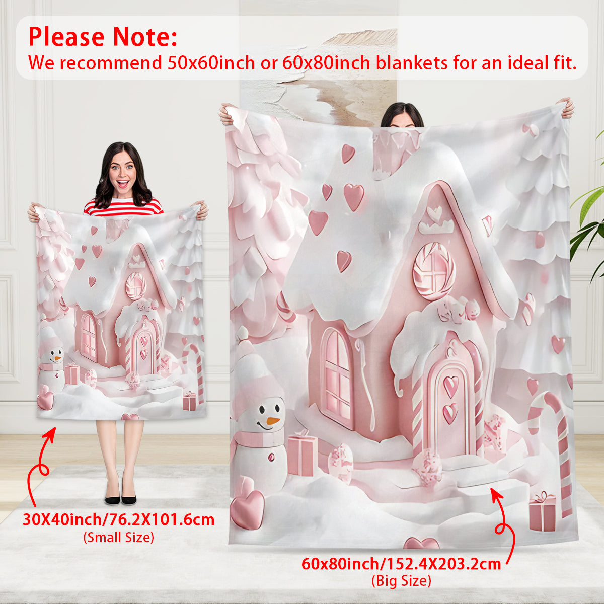 Cozy Christmas Cottage Custom Blanket
