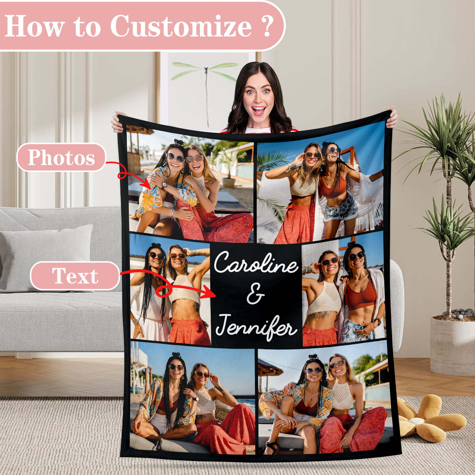 Best Sisters Custom Blanket with Photo & Names