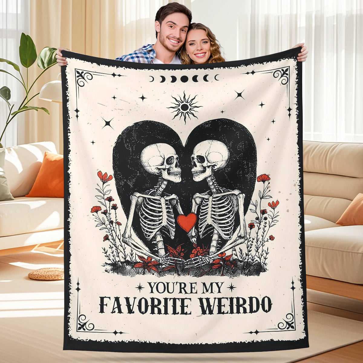 Skeleton Heart Blanket – Special Valentine’s Day Gift for Couples