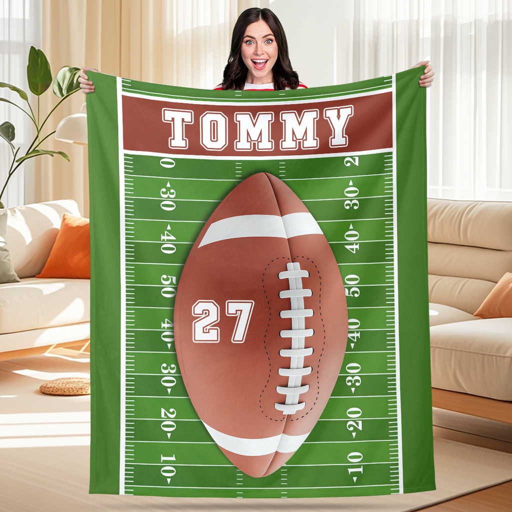 Custom Football Blanket with Name & Number