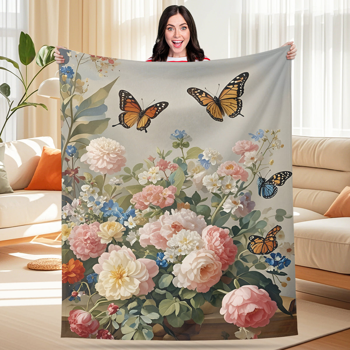 Flower Garden Polyester Blanket