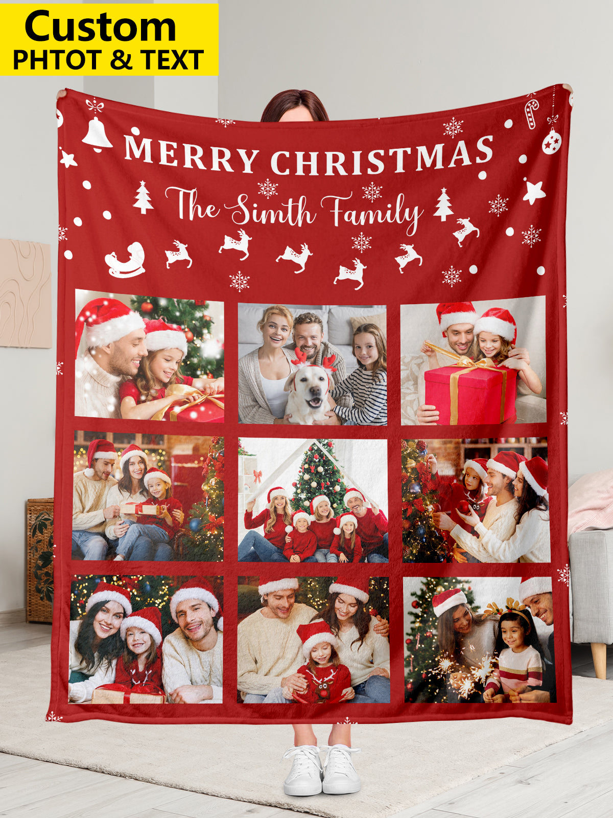 Personalized Blanket for Christmas with Photos