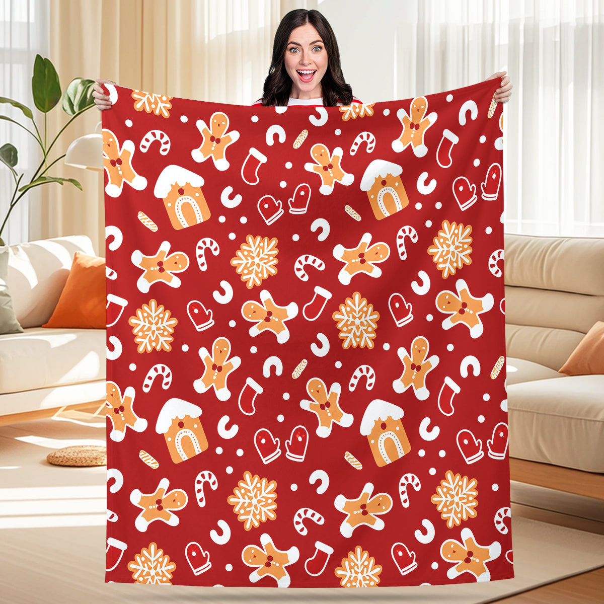 Sweet Gingerbread Man Christmas Blanket