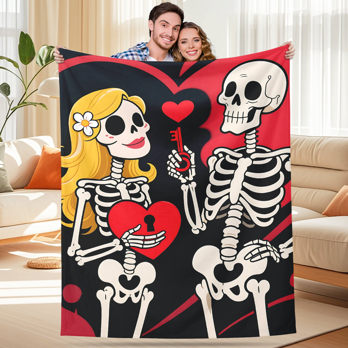 Skeleton Couple Love Blanket – Unique Valentine’s Day Gift for Him & Her