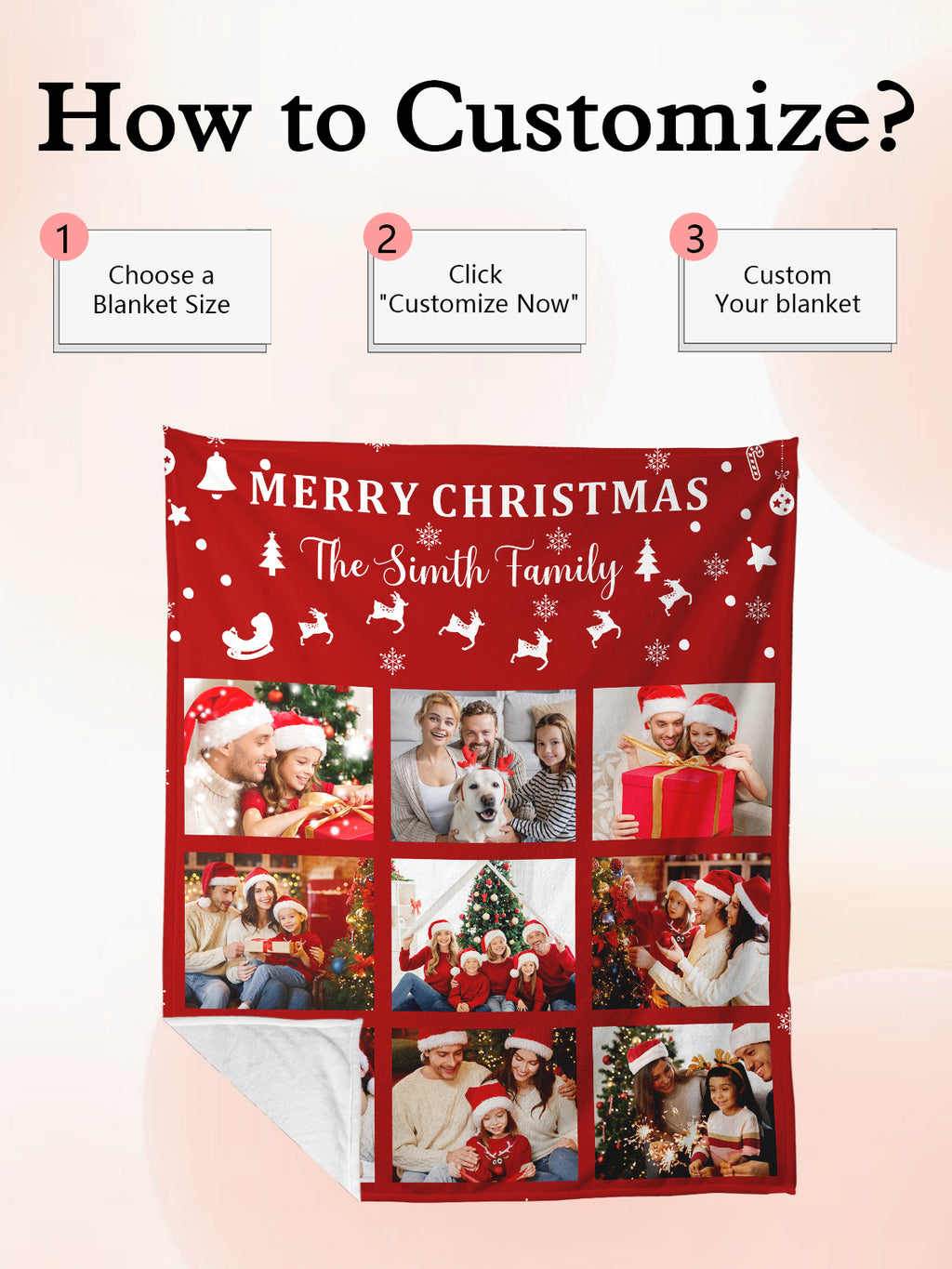 Personalized Blanket for Christmas with Photos
