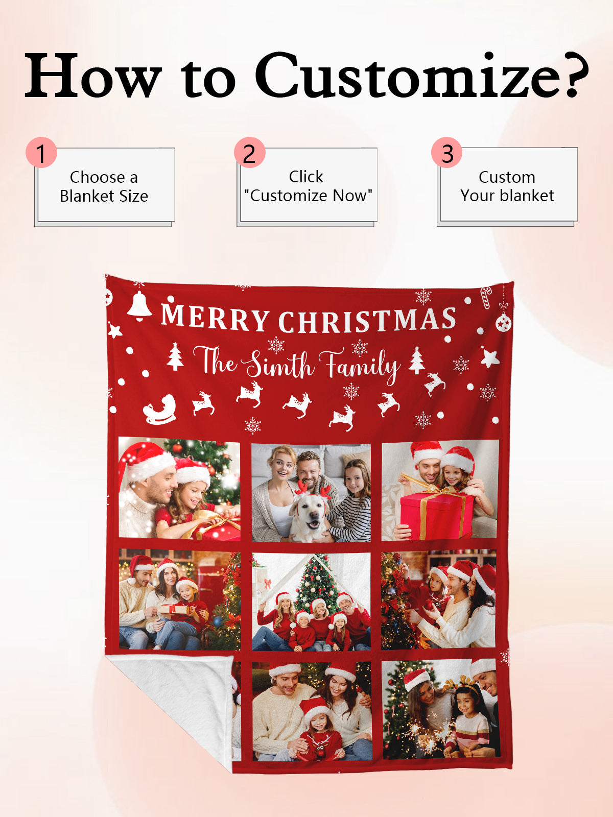 Personalized Blanket for Christmas with Photos