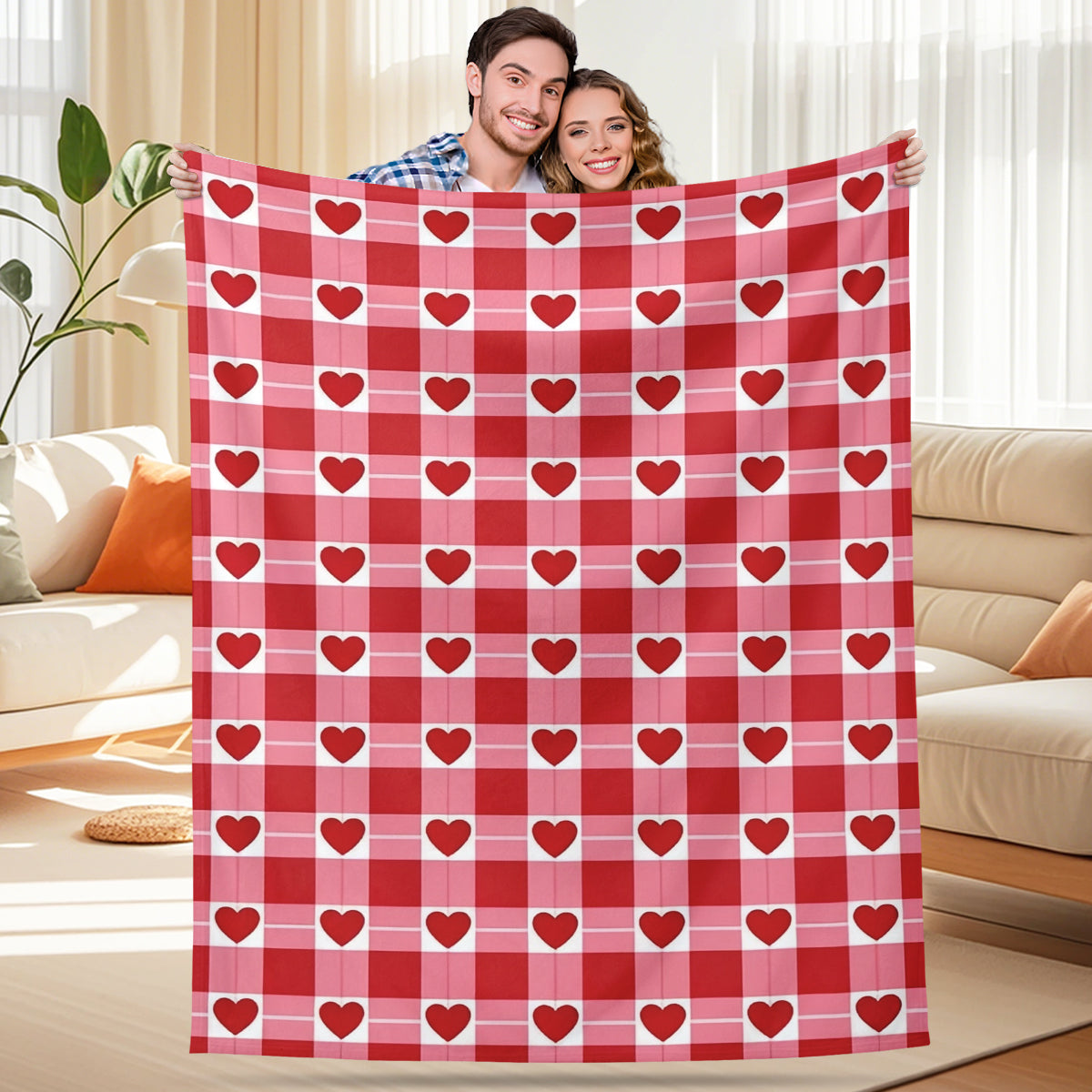 Valentine’s Day Heart Pattern Blanket – Cozy Romantic Gift for Couples