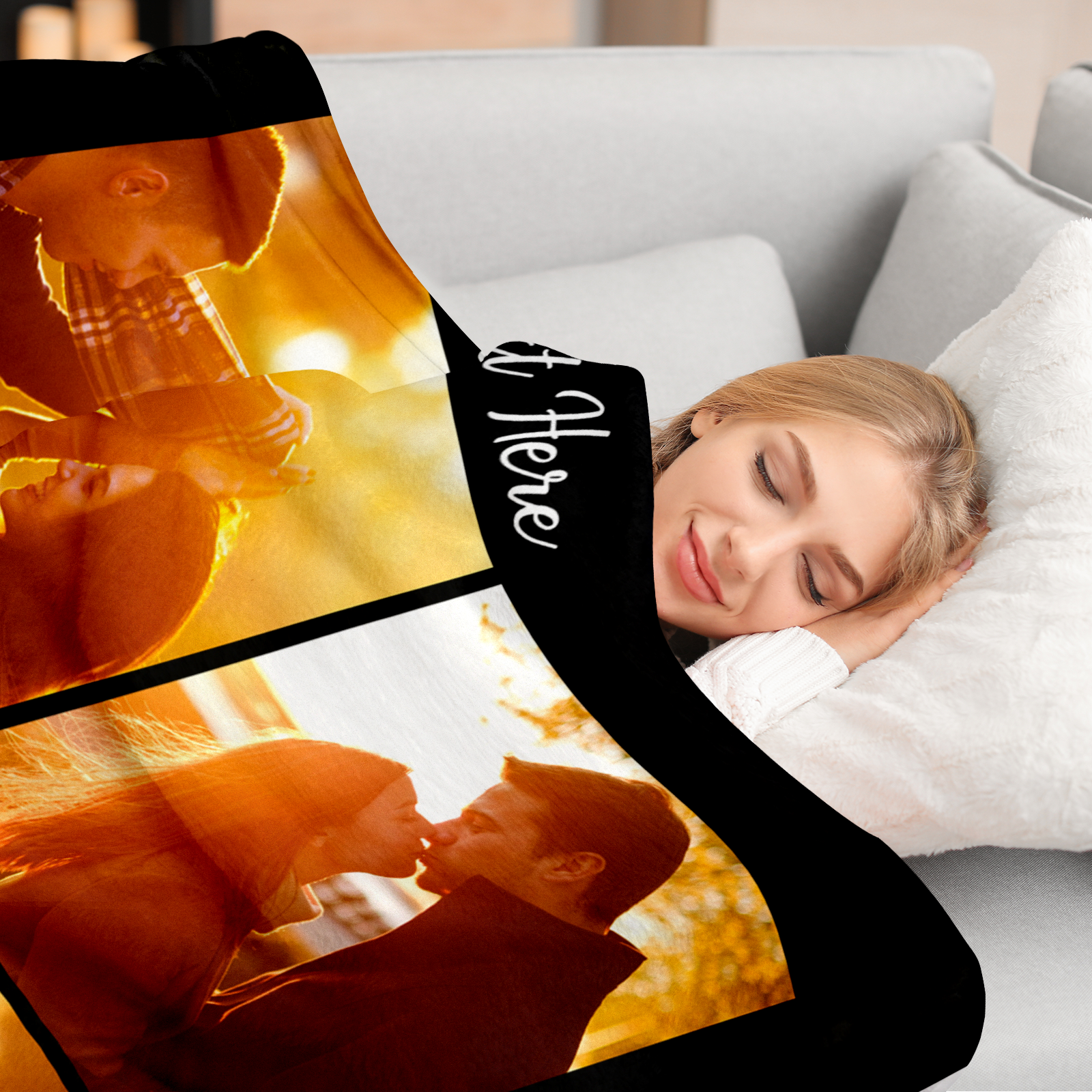 Sweet Couple Memory Blanket with Photo