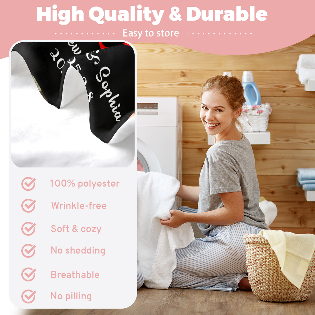 Personalized Couple Photo Blanket – Upload Photos & Add Names