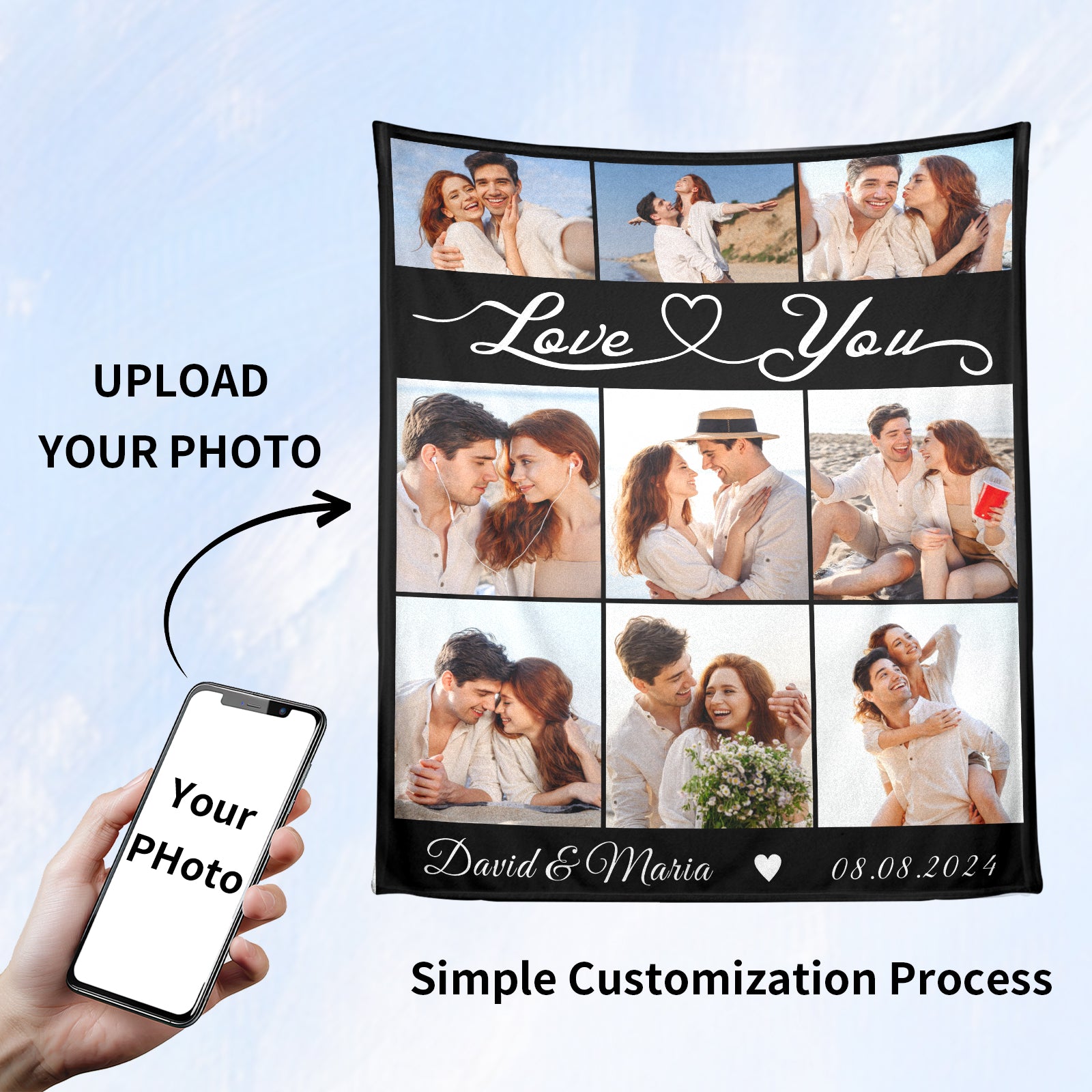 Custom Photo Blanket for Couples