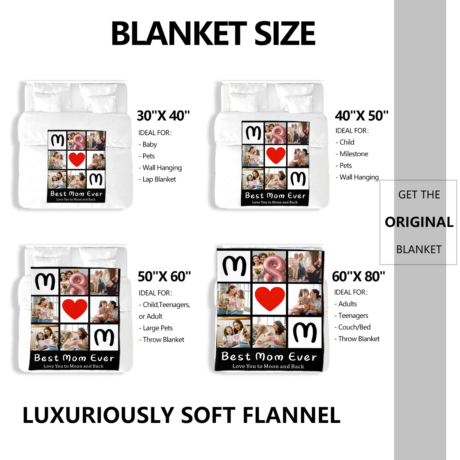 To My Mom Custom Blanket with Photo