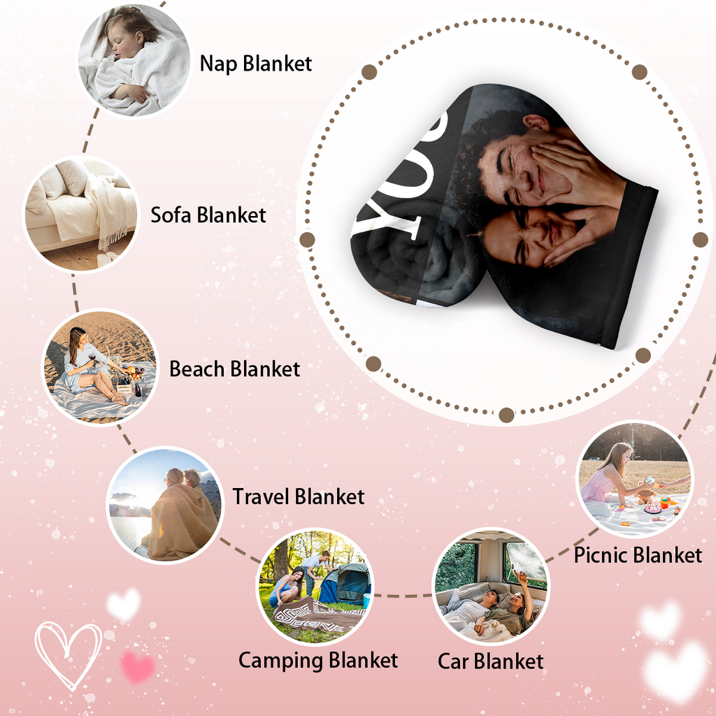 Personalized Couple Photo Blanket – Upload Photos & Add Names