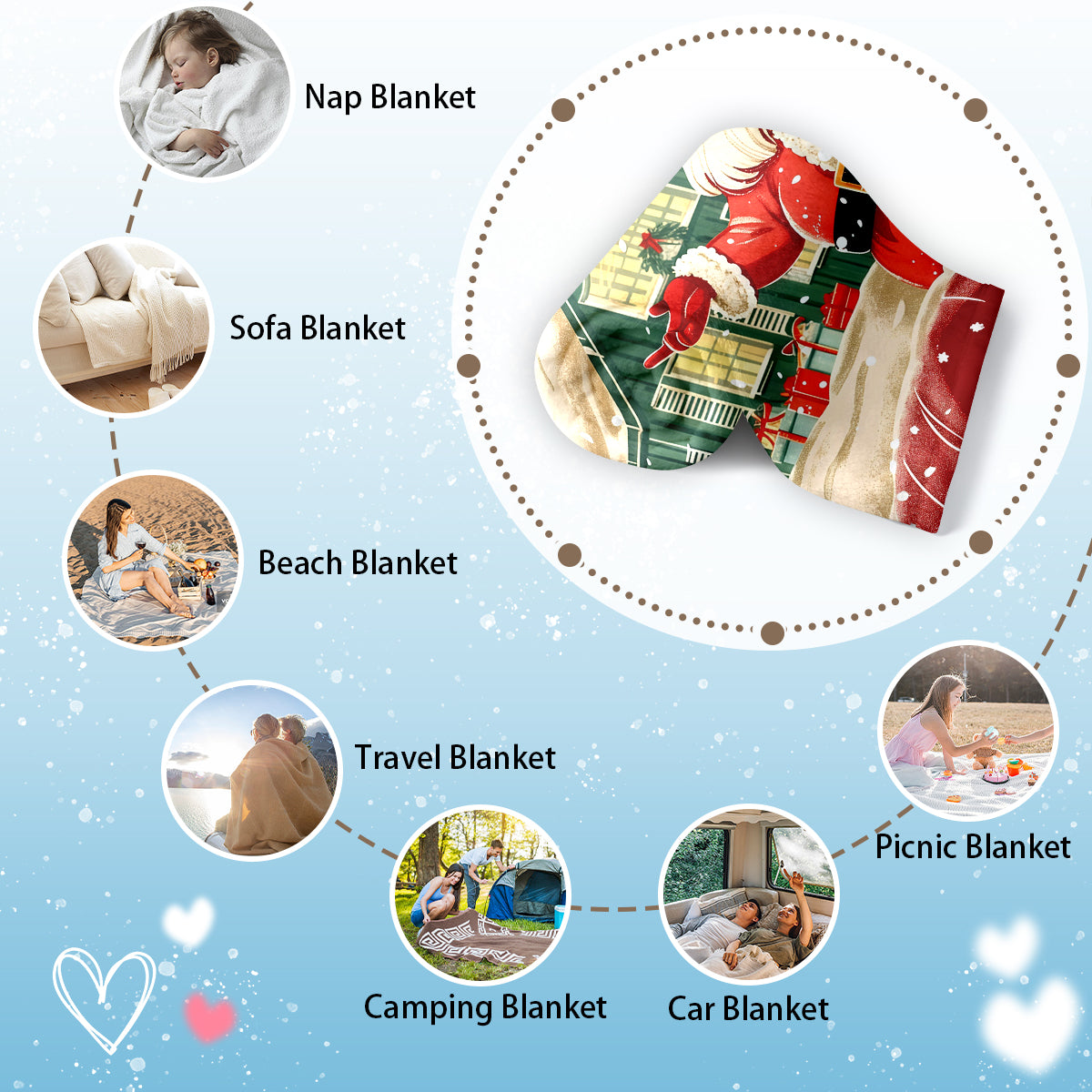 Magical Christmas Santa & Cottage Blanket