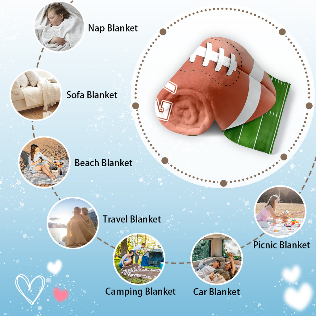 Custom Football Blanket with Name & Number