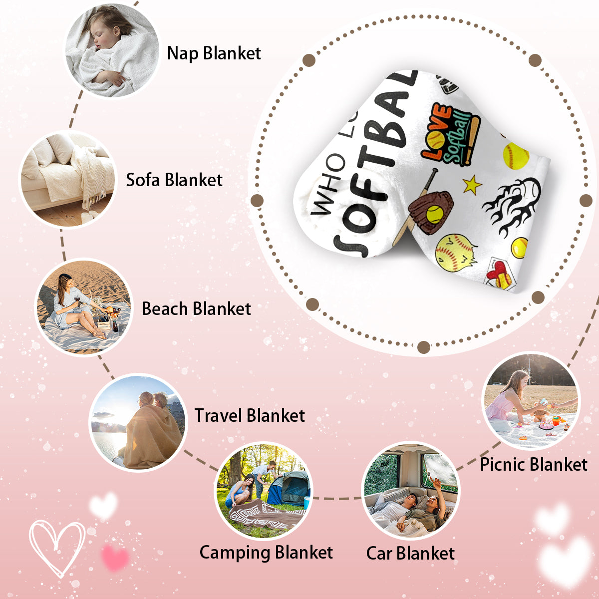 Just A Girl Who Loves Softball Blanket – Cozy Softball Gift for Girls & Players