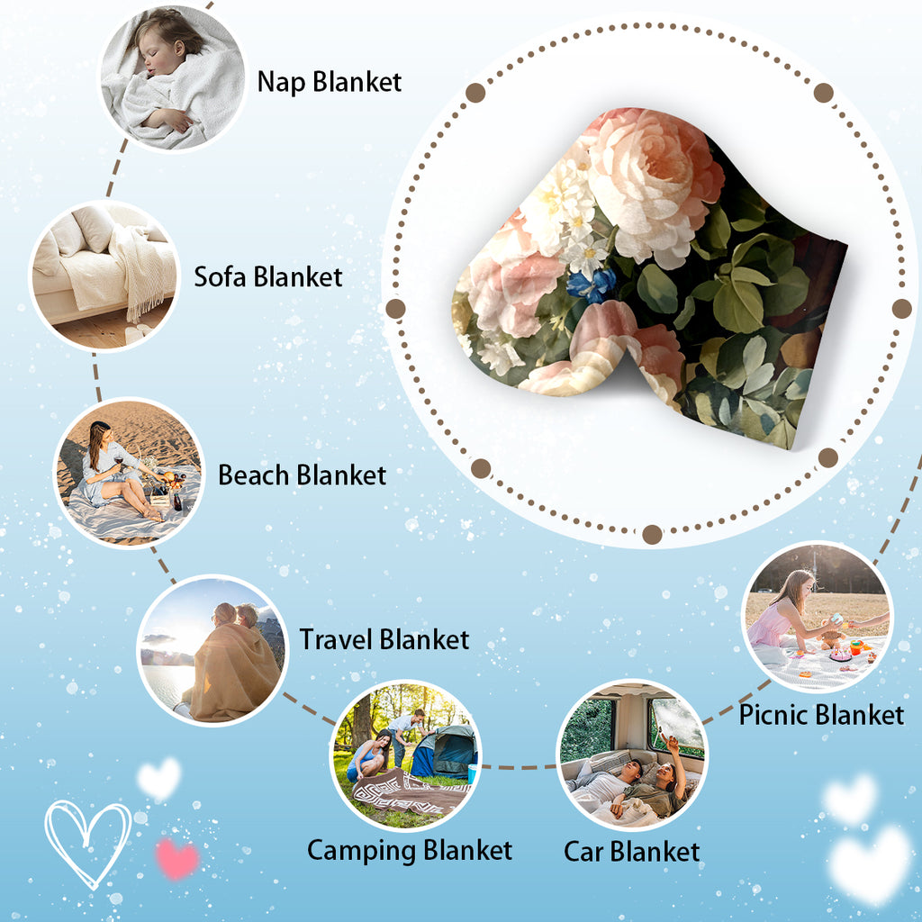 Flower Garden Polyester Blanket