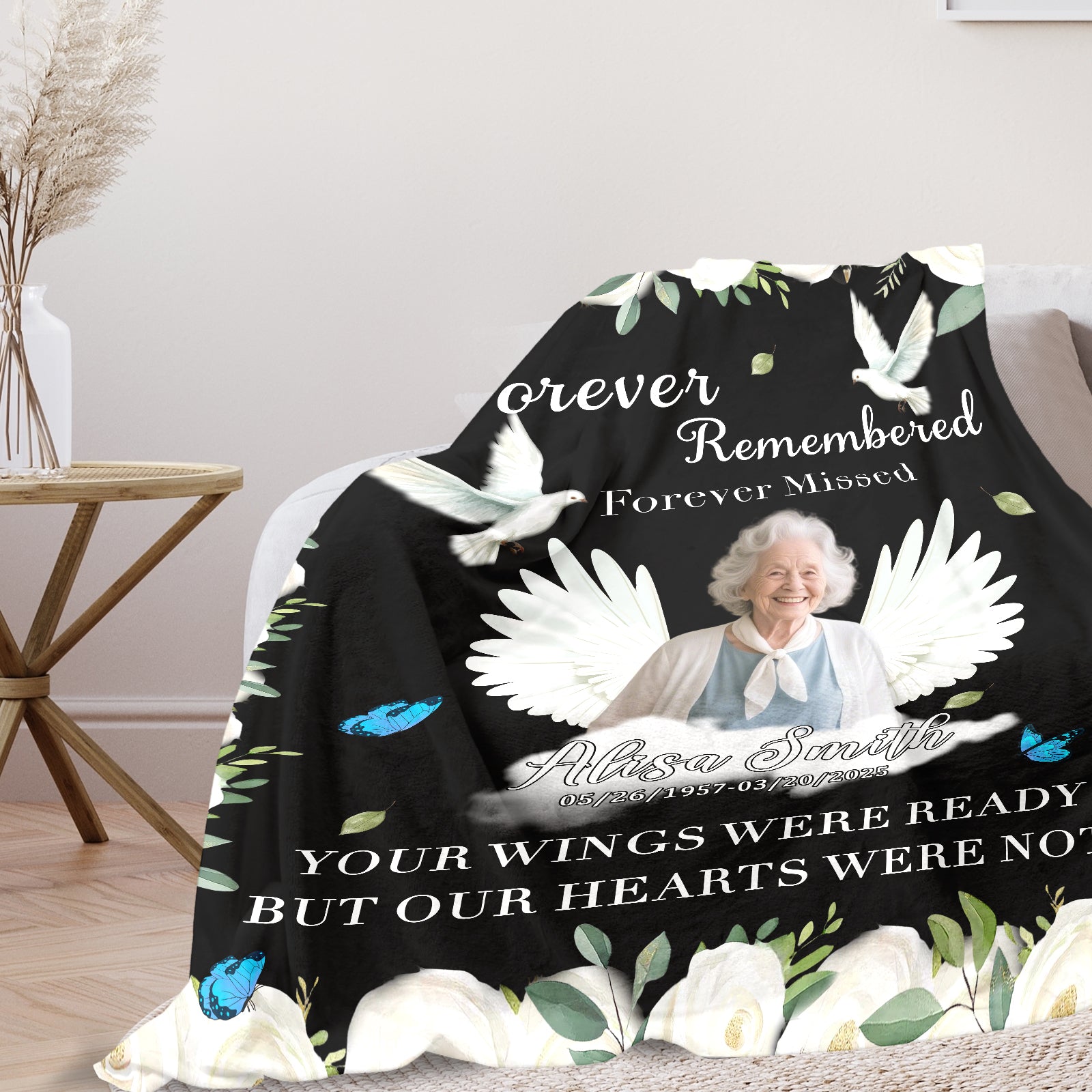 Custom memorial blanket for a loved one