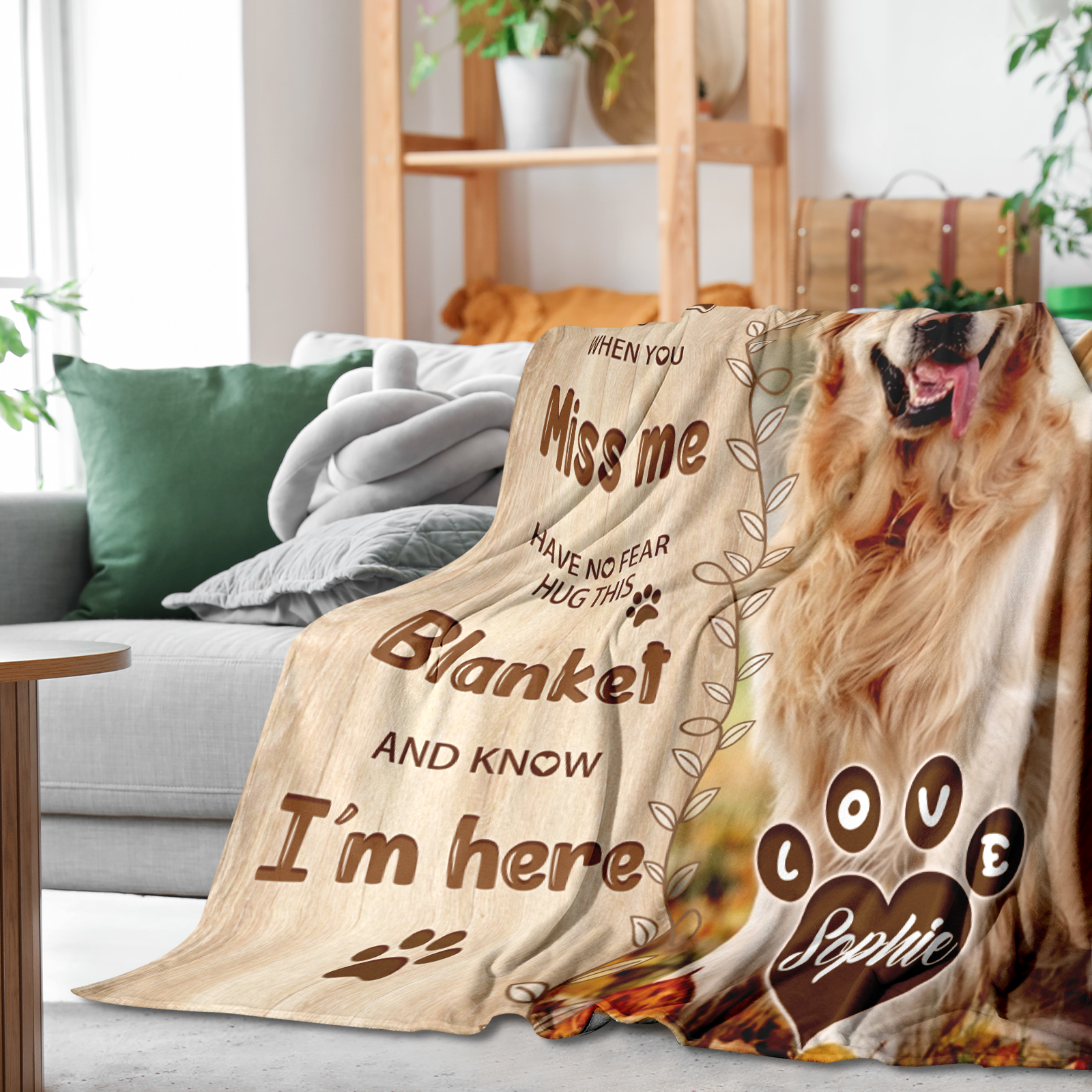 Custom Dog Remembrance Blanket with Photo & Name