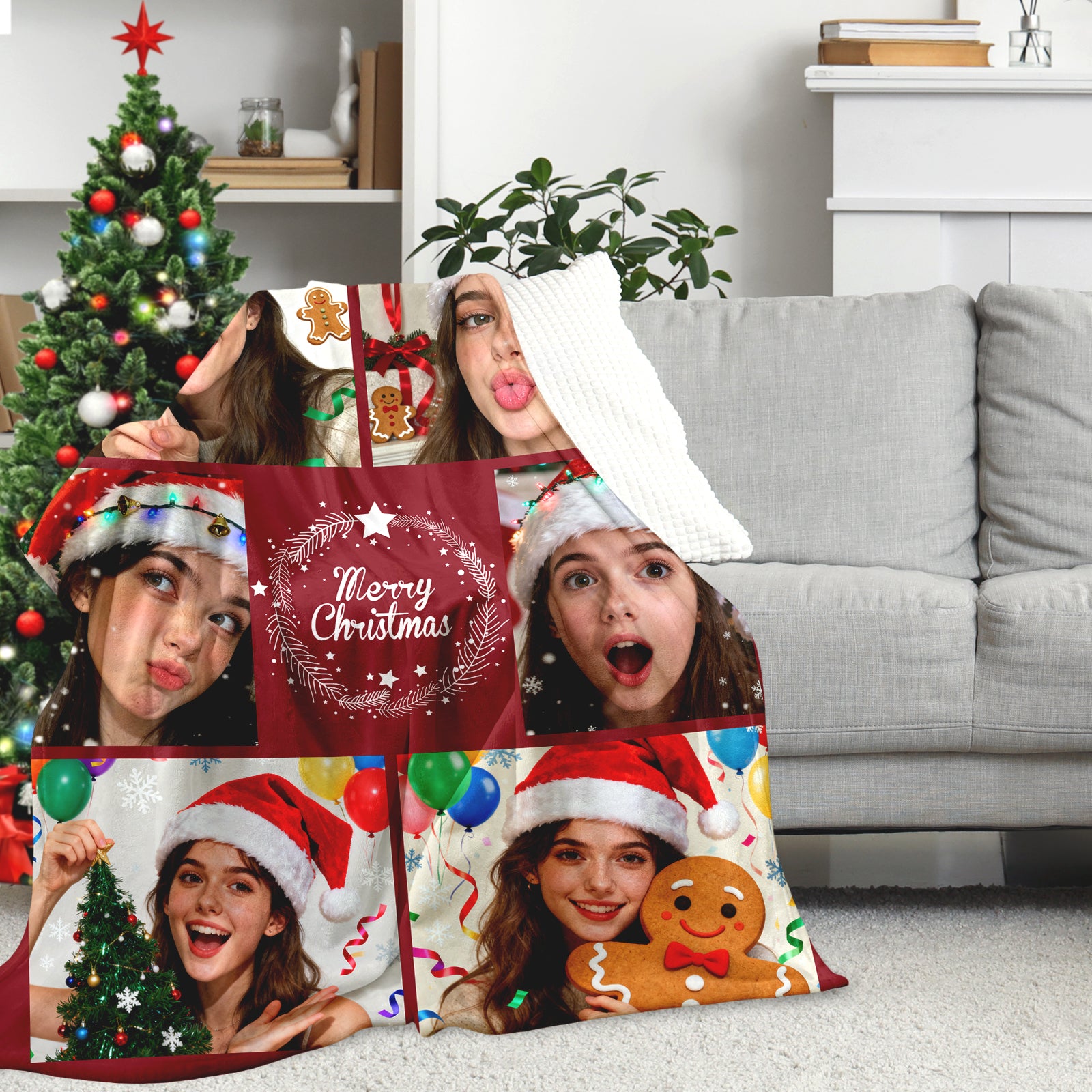 Personalized Blanket for Christmas with Photos