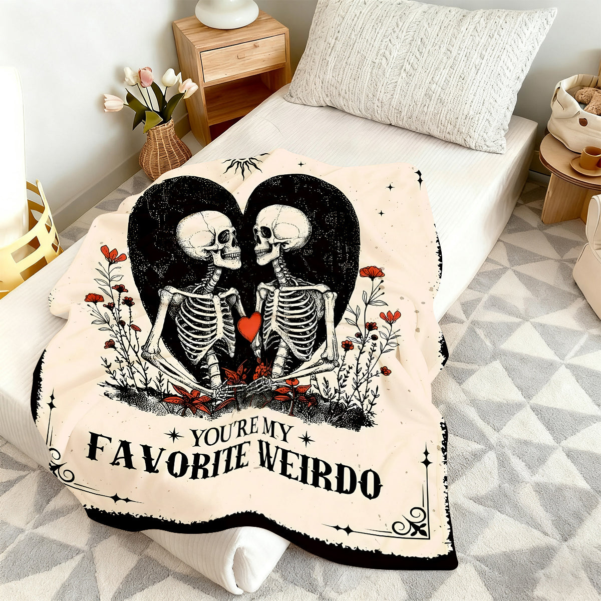 Skeleton Heart Blanket – Special Valentine’s Day Gift for Couples