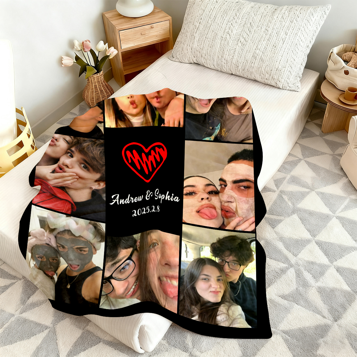 Personalized Couple Photo Blanket – Upload Photos & Add Names