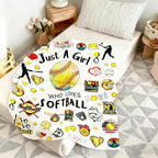 Just A Girl Who Loves Softball Blanket – Cozy Softball Gift for Girls & Players