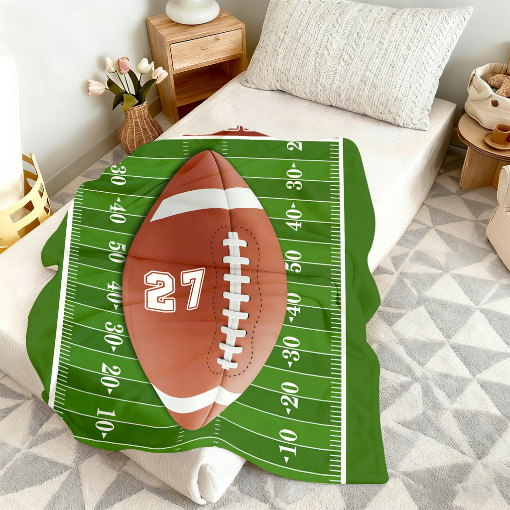 Custom Football Blanket with Name & Number