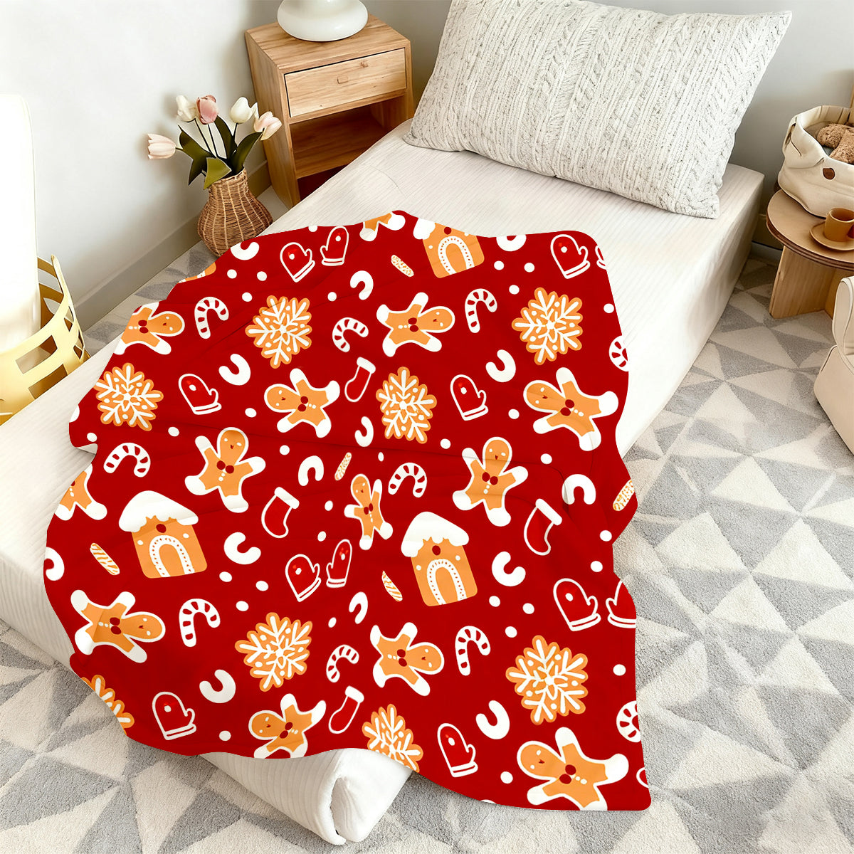 Sweet Gingerbread Man Christmas Blanket
