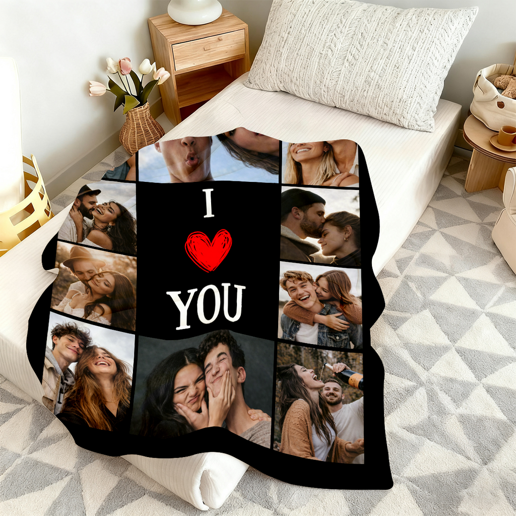 Personalized Couple Photo Blanket – Upload Photos & Add Names