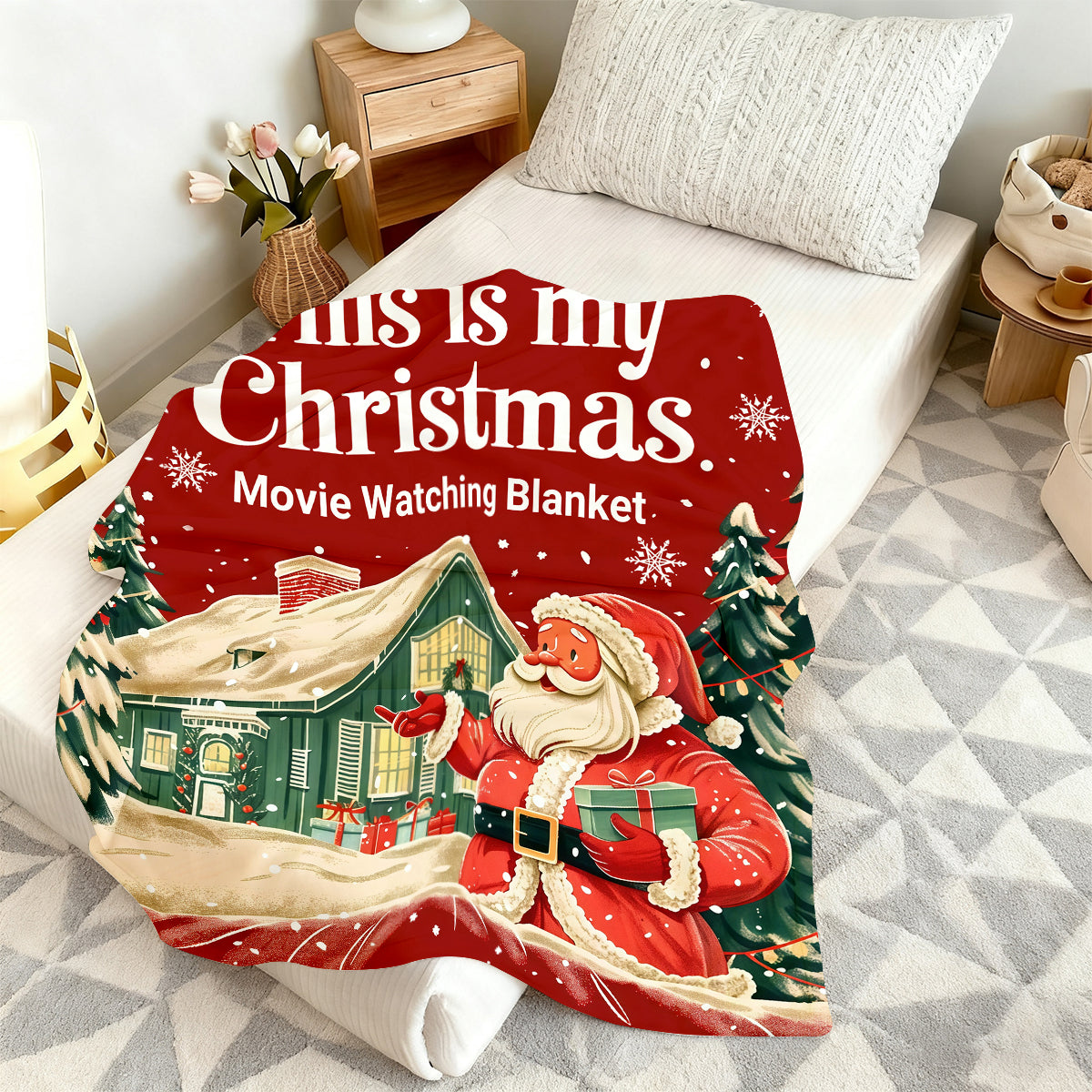 Magical Christmas Santa & Cottage Blanket