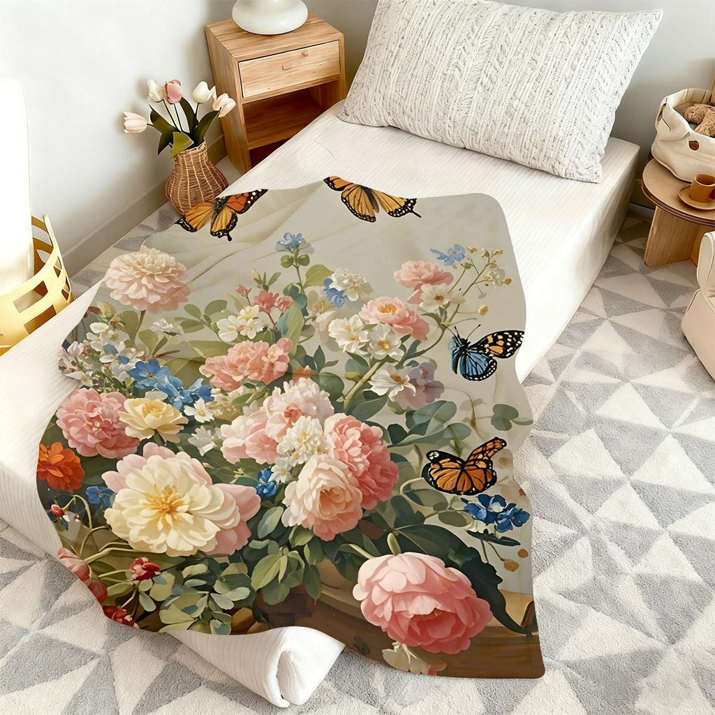 Flower Garden Polyester Blanket