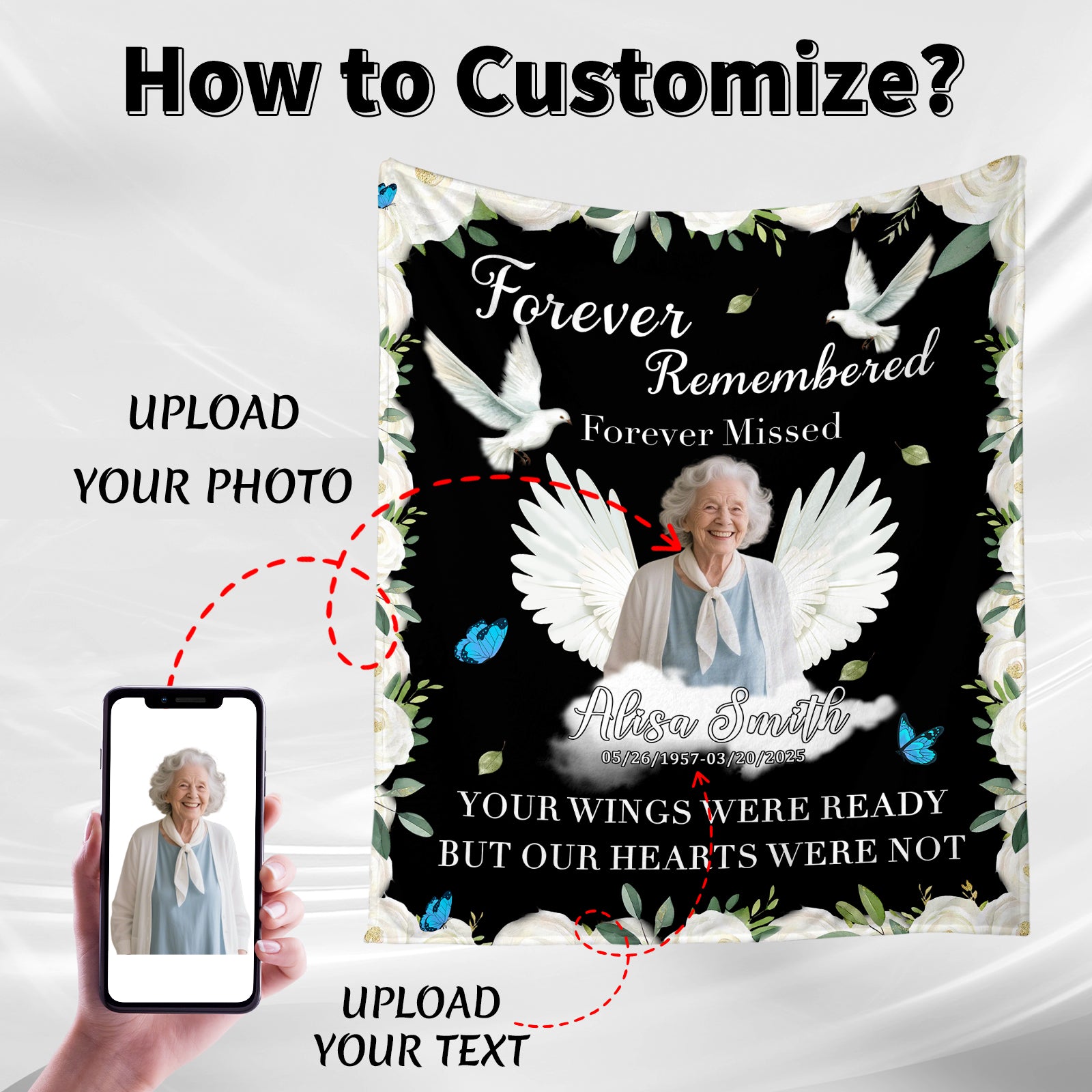 Custom memorial blanket for a loved one