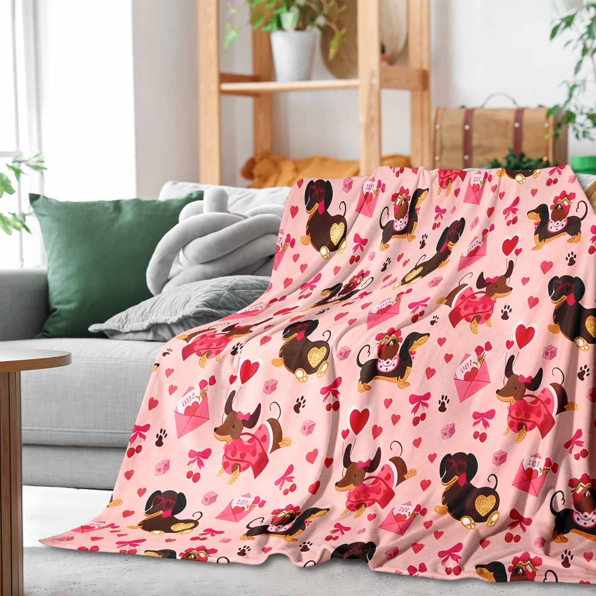 Valentine’s Day Dachshund Love Blanket – Perfect for Couples