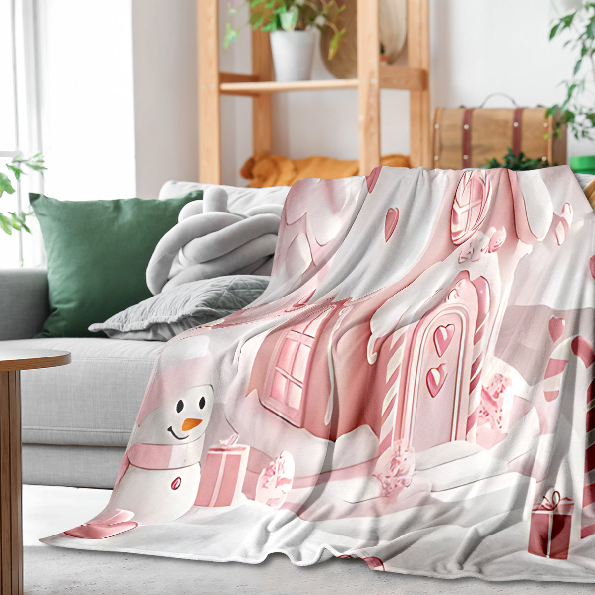 Cozy Christmas Cottage Custom Blanket