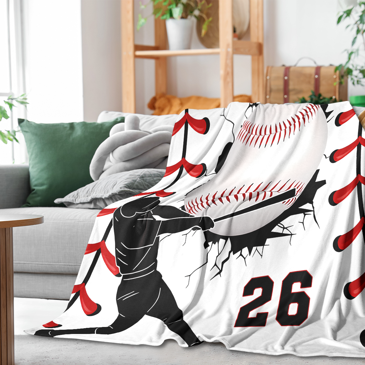 Custom Baseball Blanket with Name & Number