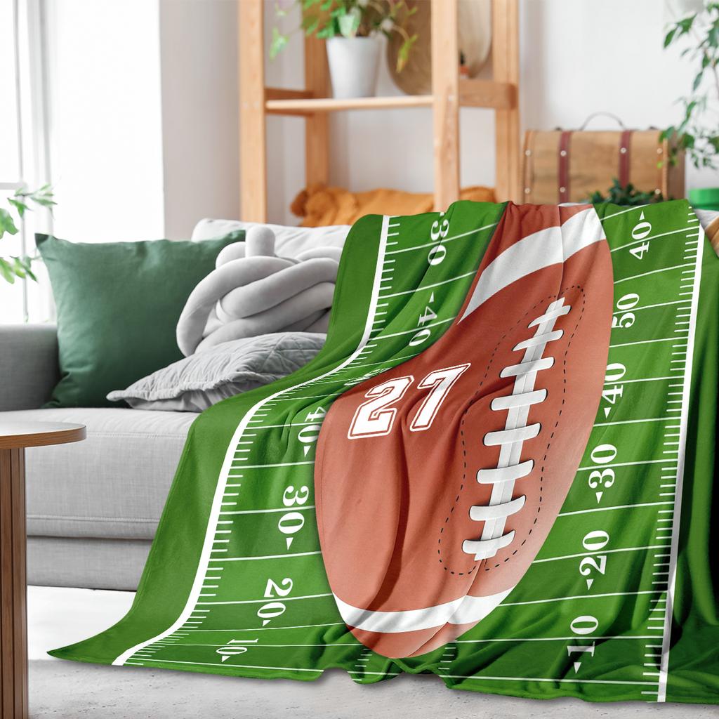 Custom Football Blanket with Name & Number