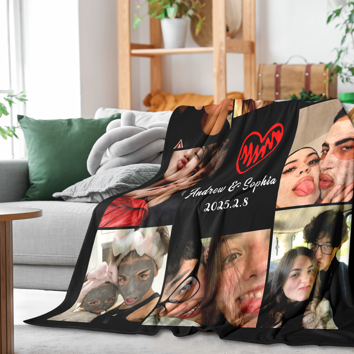 Personalized Couple Photo Blanket – Upload Photos & Add Names