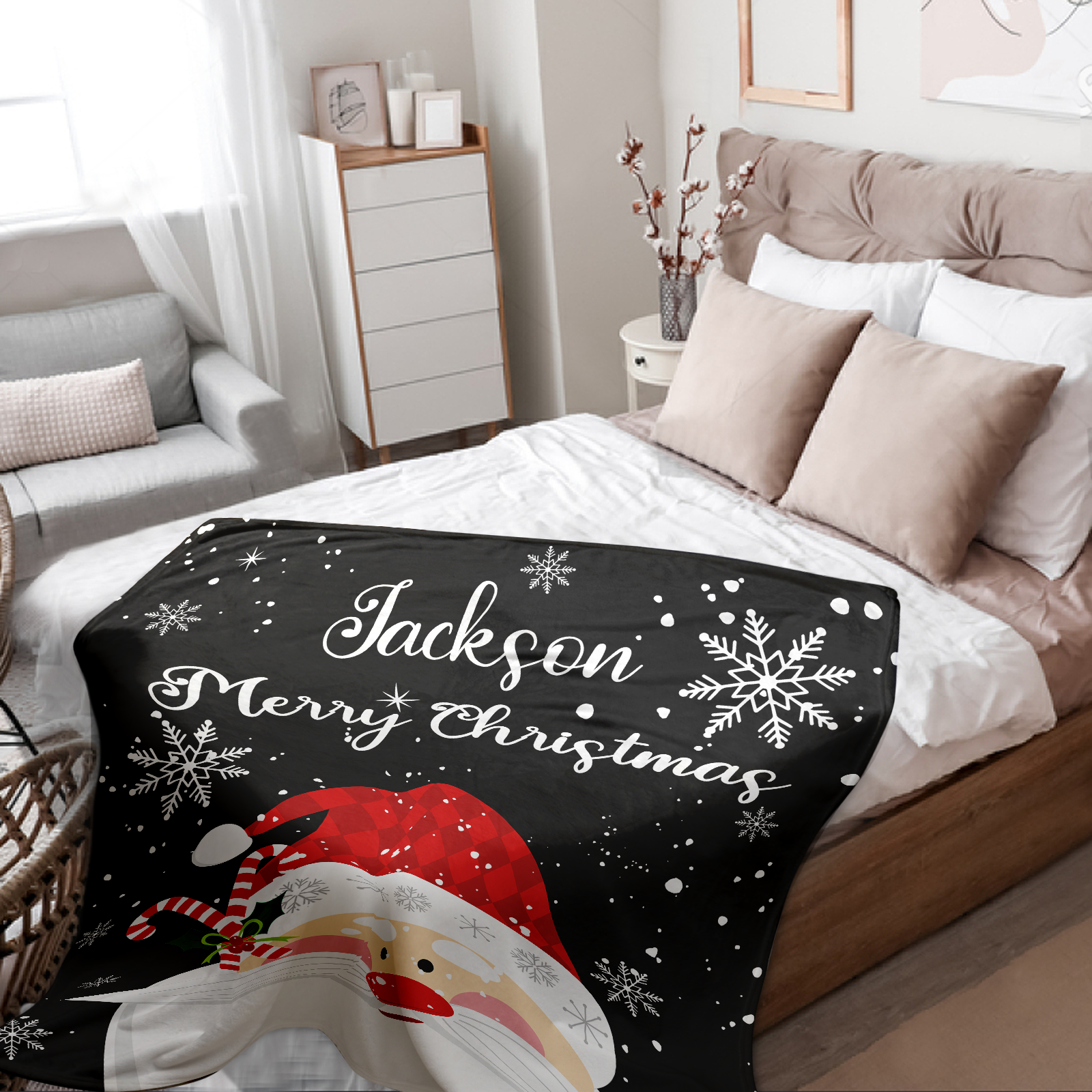 Christmas Santa Blanket with Name