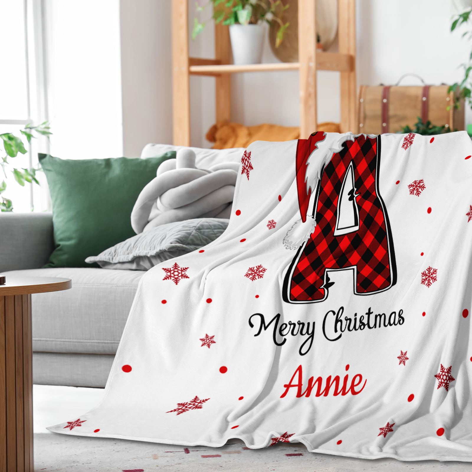 Personalized Blanket for Christmas with Initial Name