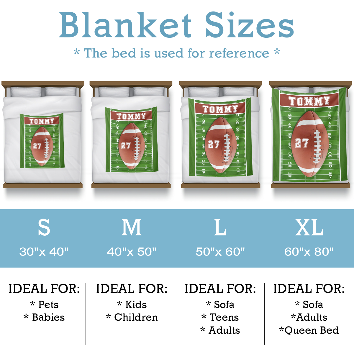 Custom Football Blanket with Name & Number