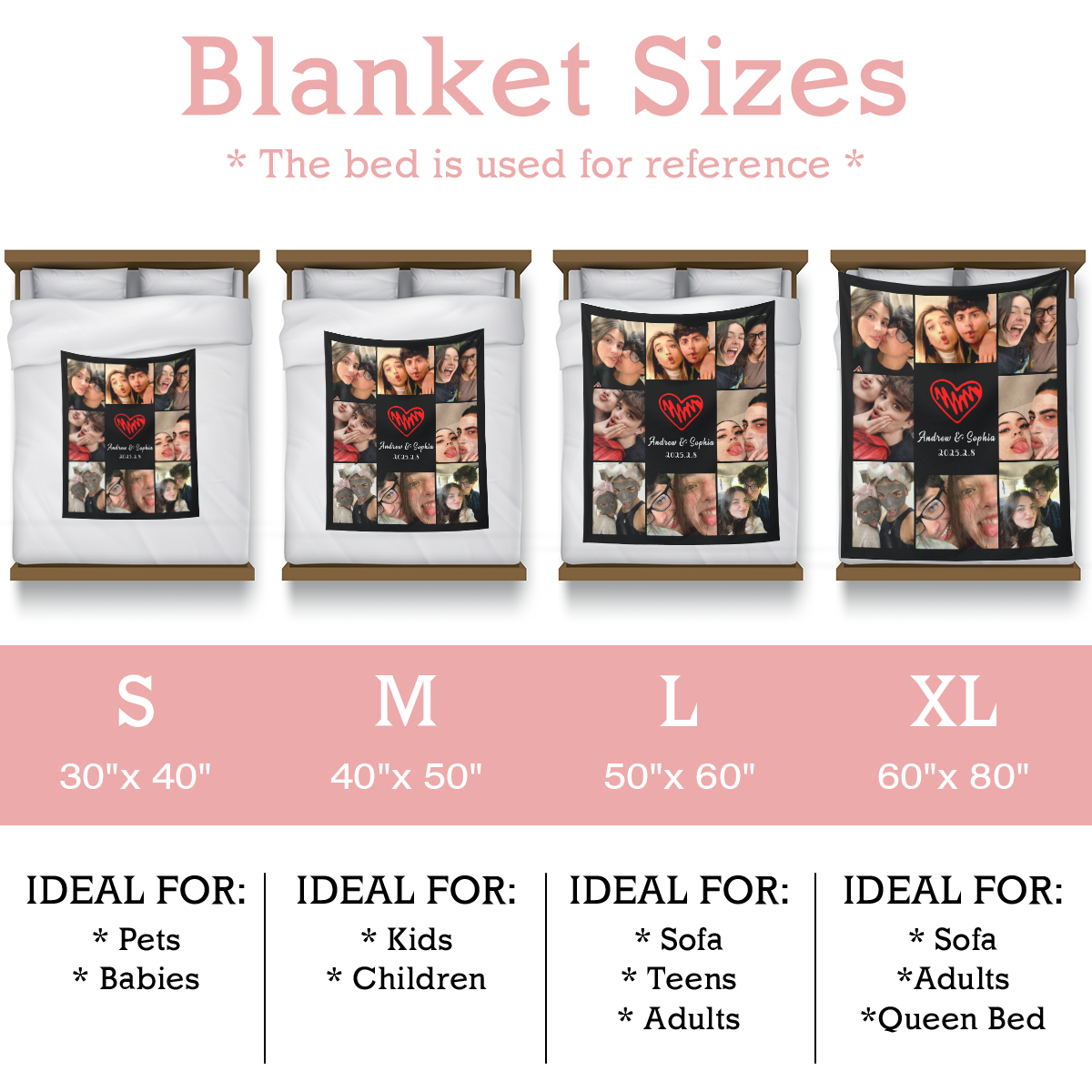 Personalized Couple Photo Blanket – Upload Photos & Add Names