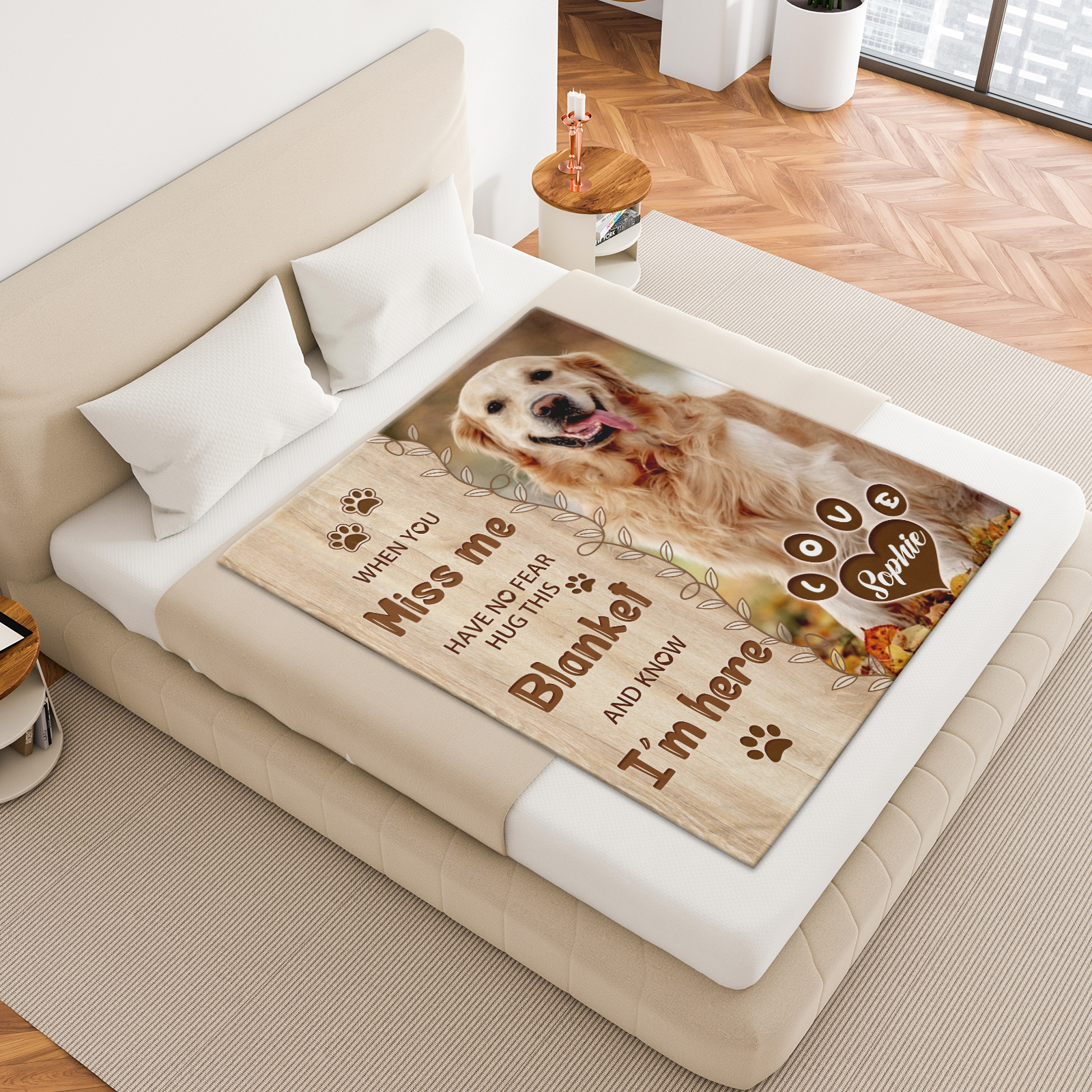 Custom Dog Remembrance Blanket with Photo & Name