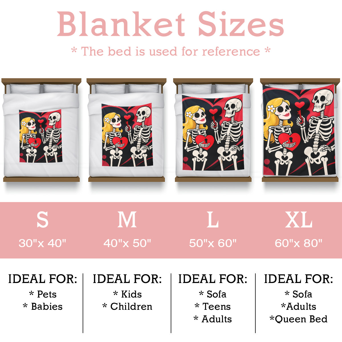 Skeleton Couple Love Blanket – Unique Valentine’s Day Gift for Him & Her