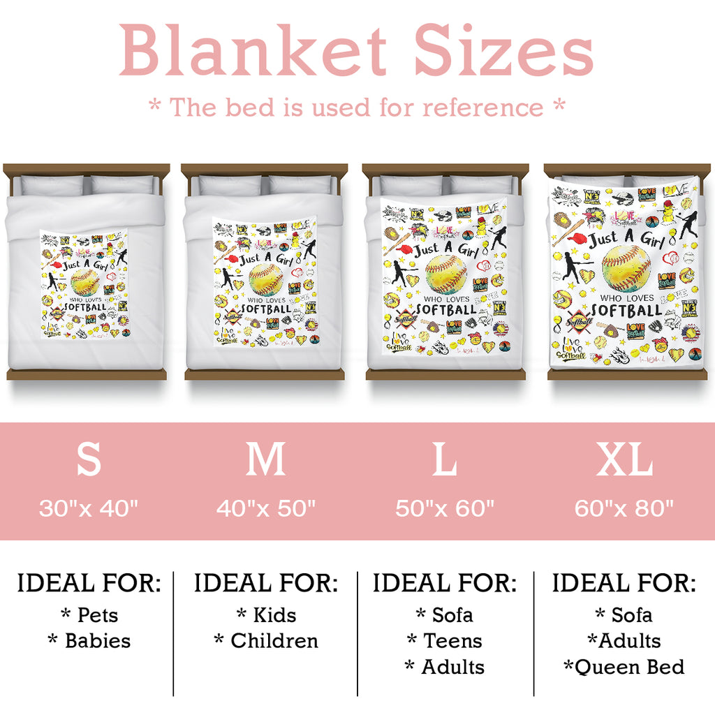 Just A Girl Who Loves Softball Blanket – Cozy Softball Gift for Girls & Players